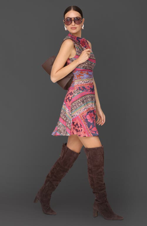 Avec Les Filles Print Sleeveless Minidress In Pink