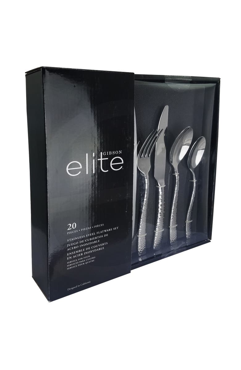 Gibson Elite Ambassador 20 Piece Stainless Steel Flatware Set, Main, color, Metallic Silver