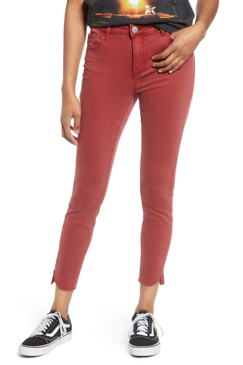 Kate Raw Hem Crop Straight Leg Jeggings, Main, color, RED PEAR