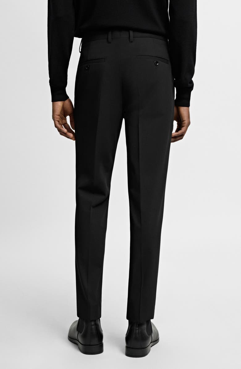 MANGO Superslim Fit Flat Front Stretch Dress Pants, Alternate, color, Black