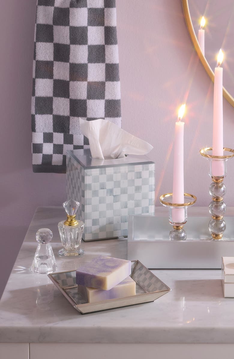 MACKENZIE CHILDS Sterling Check Glass Soap Pump, Alternate, color, Sterling