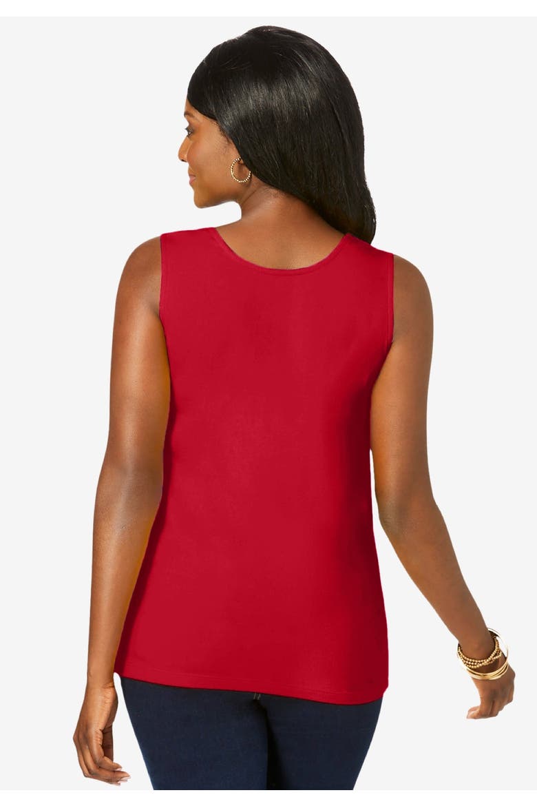 Stretch Cotton Horseshoe Neck Tank, Alternate, color, DESERT ROSE