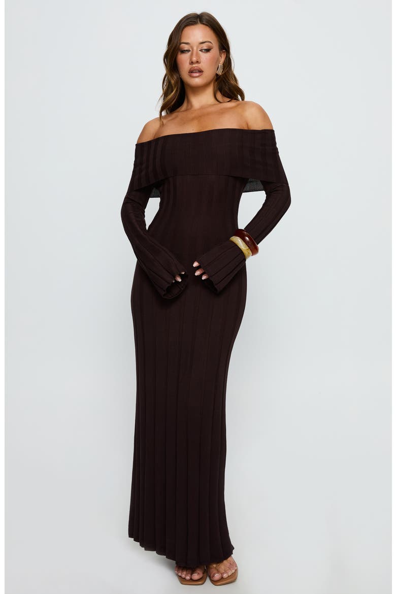 Ellouisa Long Sleeve Rib Knit Maxi Dress, Alternate, color, CHOCOLATE