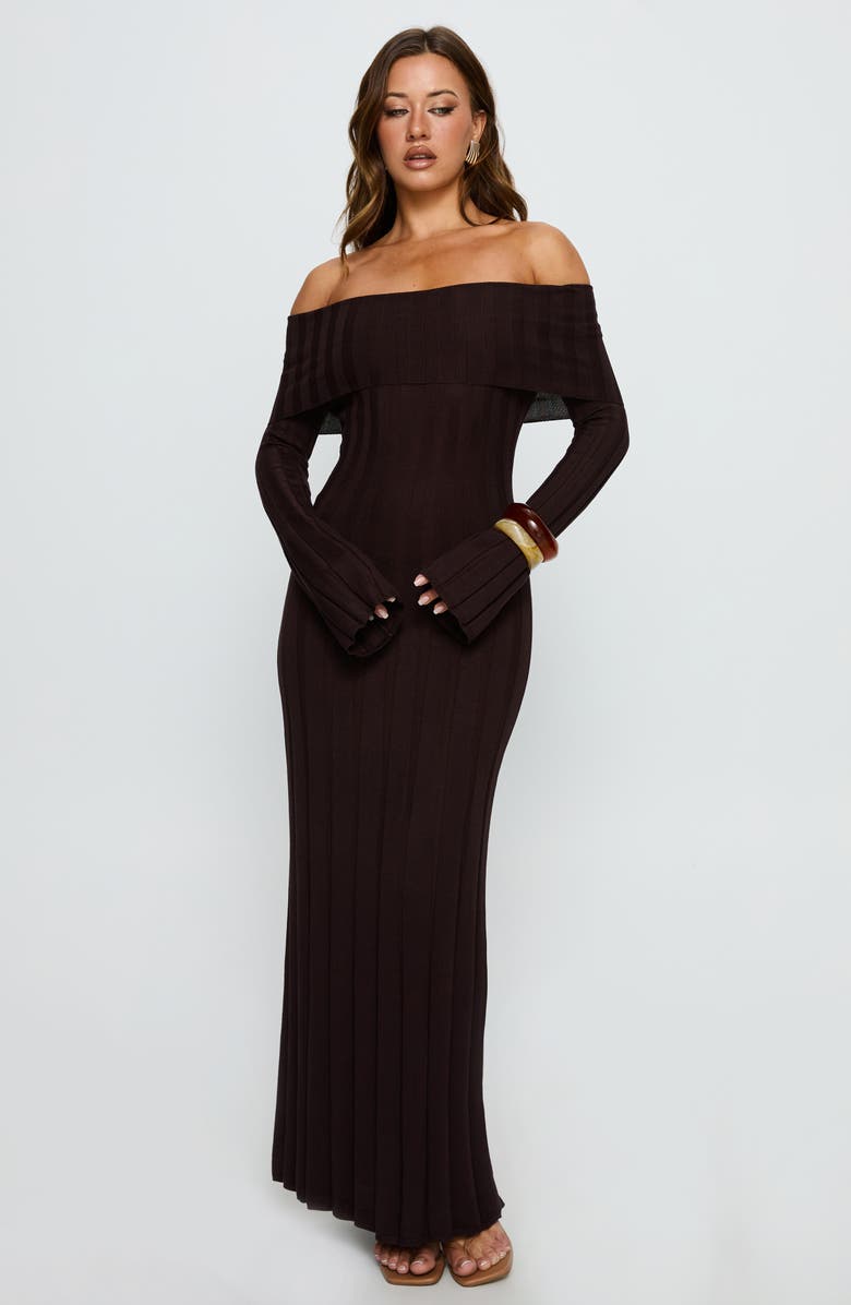Princess Polly Ellouisa Long Sleeve Rib Knit Maxi Dress, Alternate, color, 