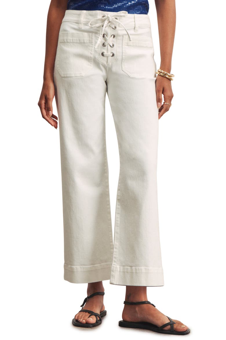 Marine Lace-Up Ankle Jeans, Main, color, CHALK WHITE