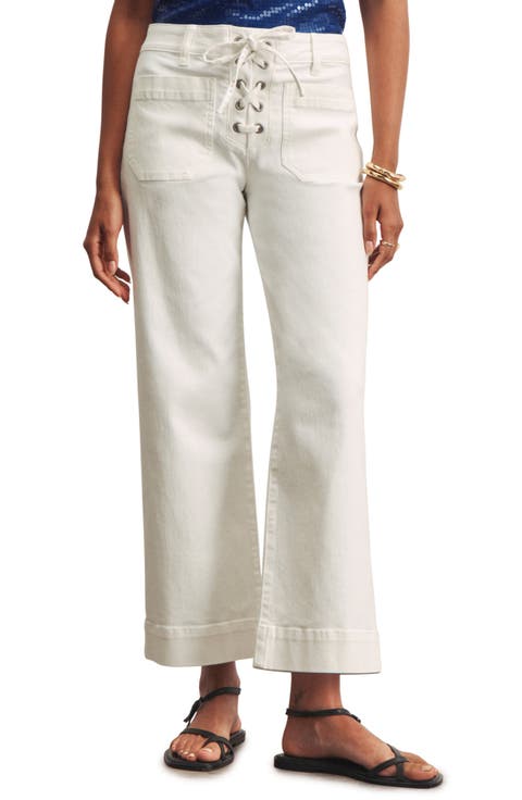 Marine Lace-Up Ankle Jeans (Chalk White)