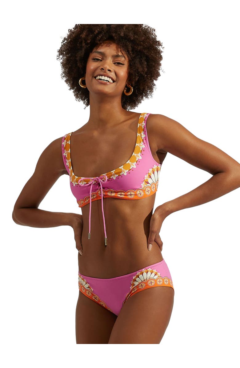 La DoubleJ Sunset Bikini Top Napoli Plates Placée Pink, Main, color, 