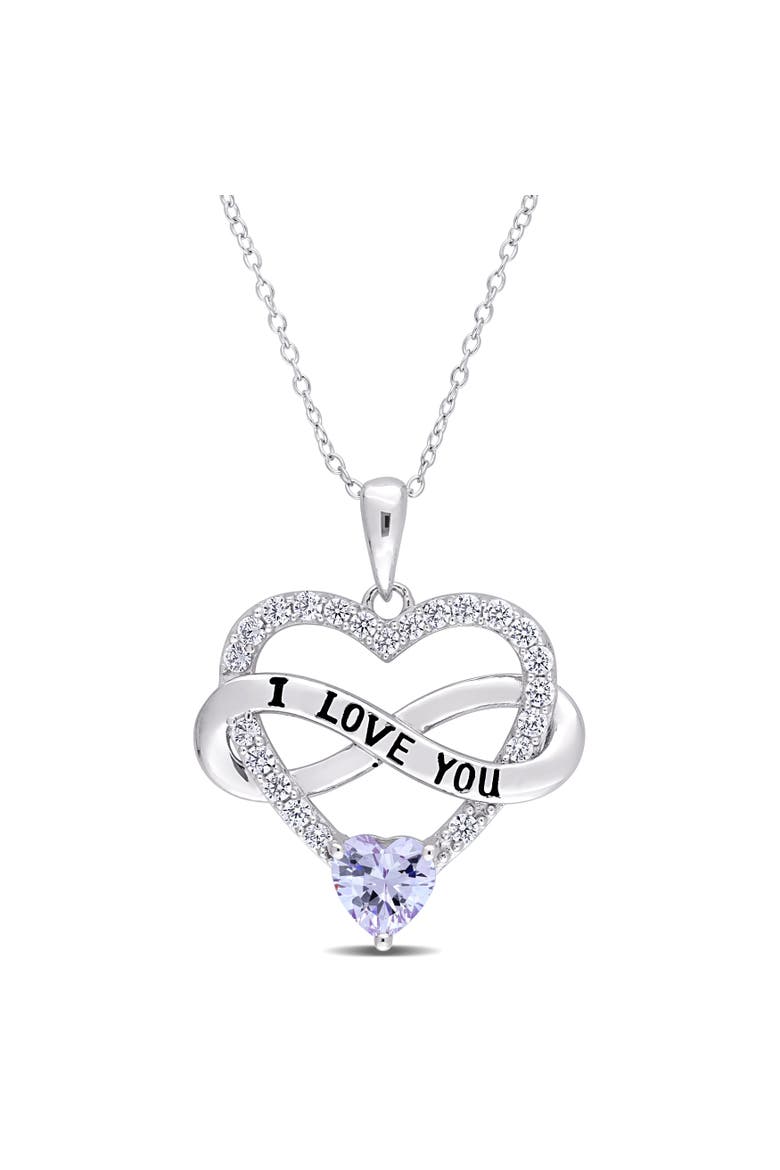 Color Zirconia Infinity Heart Necklace, Main, color, Light Purple CZ