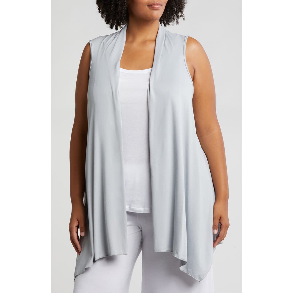 24seven Comfort Apparel Open Front Sidetail Stretch Vest in Slate  product