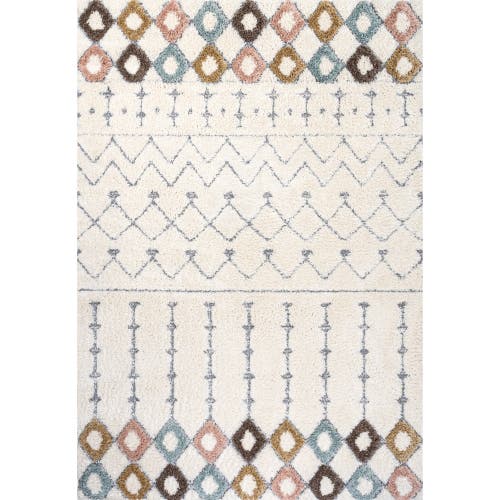 Jonathan Y Pia Moroccan Trellis Plush Carved Area Rug In Multi/cream