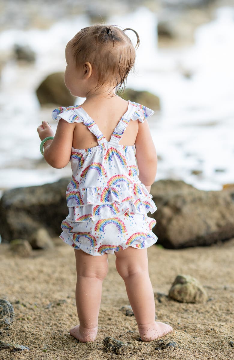 Coco Moon Flower Shower Print Tiered Ruffle Bodysuit, Alternate, color, 