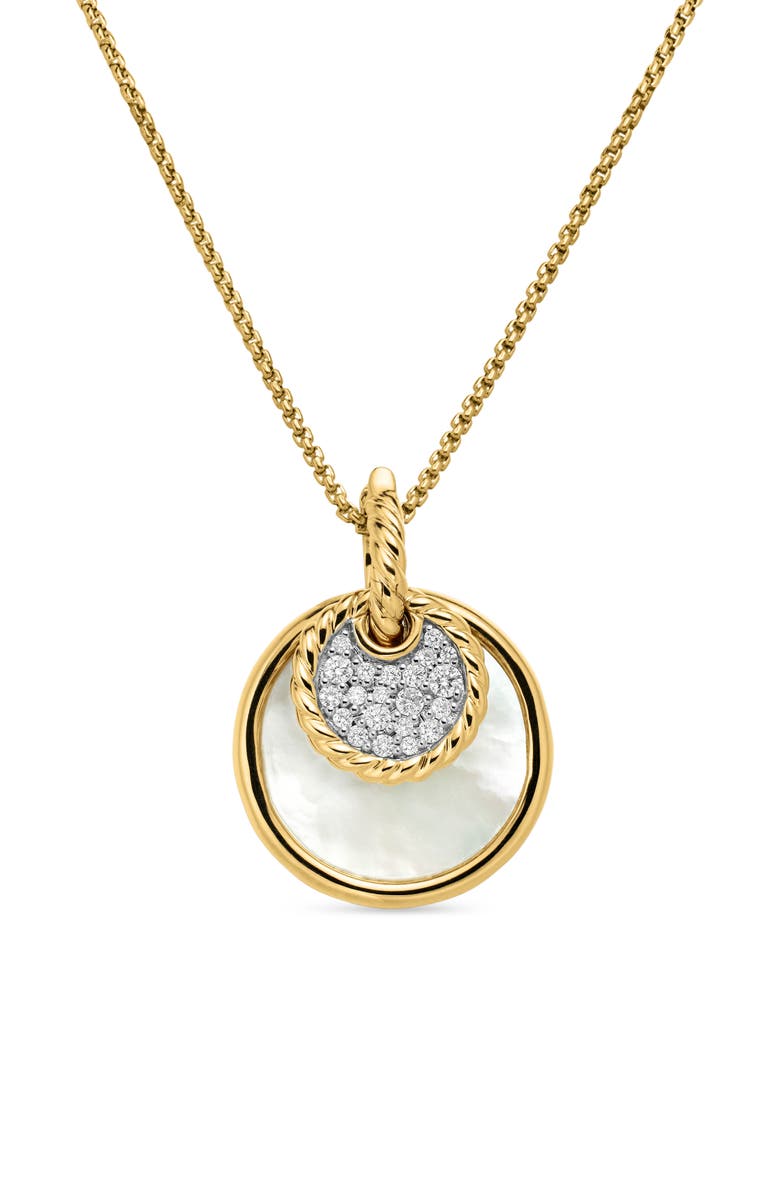 David Yurman Elements Double Pendant Necklace, Alternate, color, 18K Yellow Gold/ Diamond