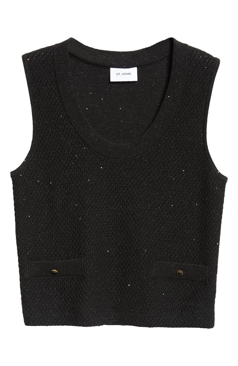 ST. JOHN Micro Sequin Sweater Tank, Alternate, color, 