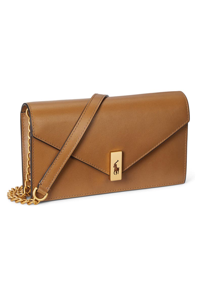 Polo ID Chain Leather Crossbody Wallet, Alternate, color, TAN