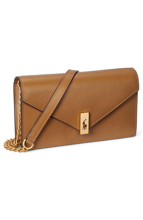 Polo Ralph Lauren Sport Calf Leather Chain Wallet In Brown
