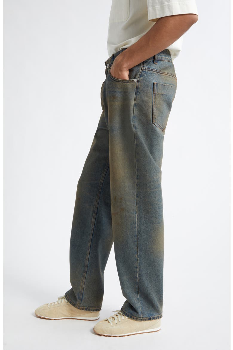 Le De-Nîmes Berger Straight Leg Jeans, Alternate, color, DISTRESSED BLUE/ TABAC