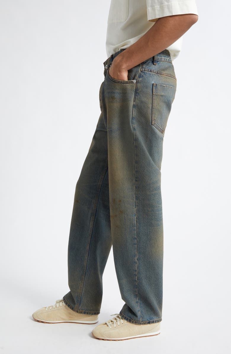 Jacquemus Le De-Nîmes Berger Straight Leg Jeans, Alternate, color, Distressed Blue/ Tabac