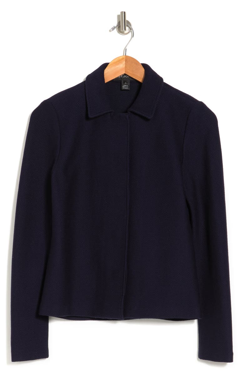 St. John Collection Piqué Knit Collared Jacket, Alternate, color, 