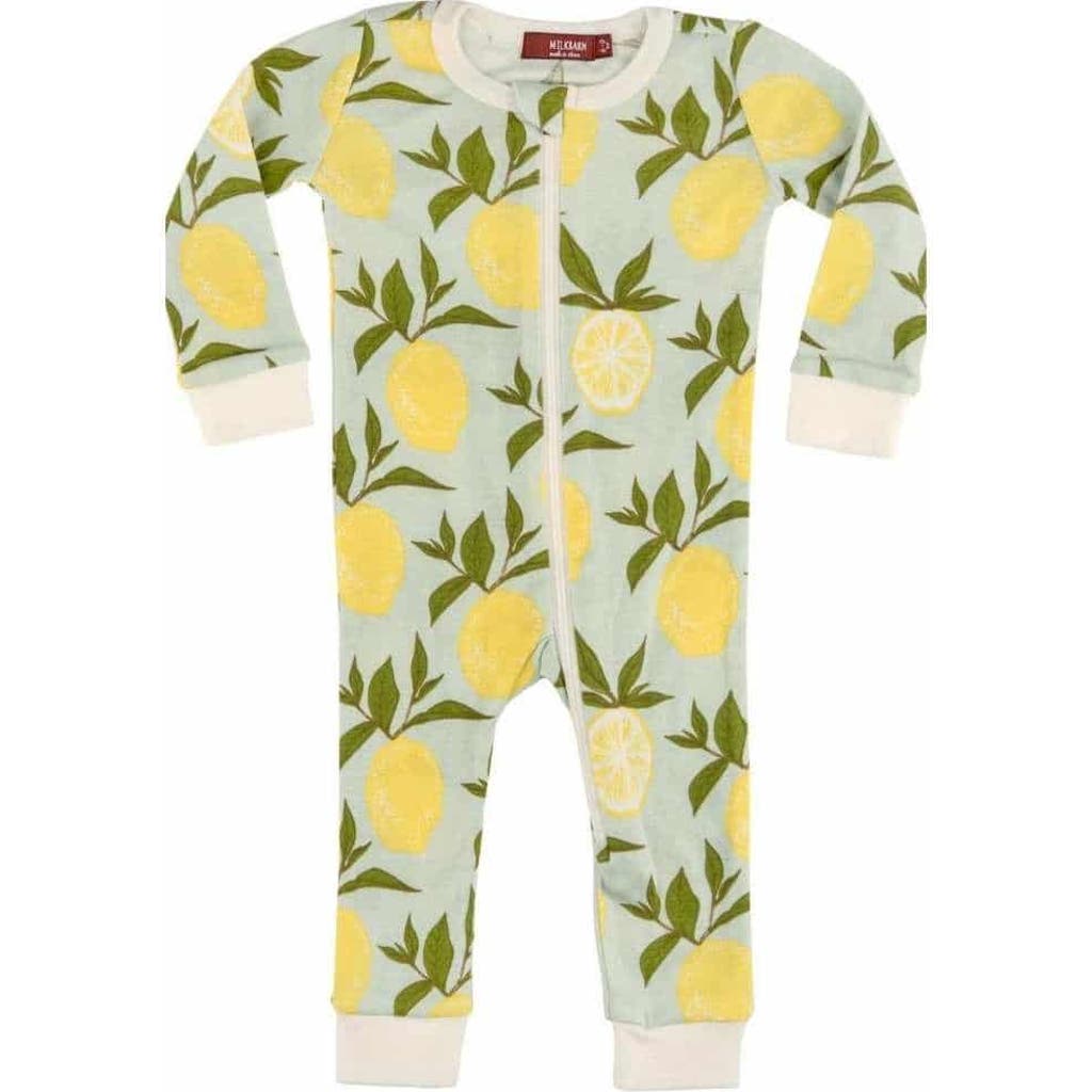 Milkbarn Organic Cotton Zipper Pajama In Gold