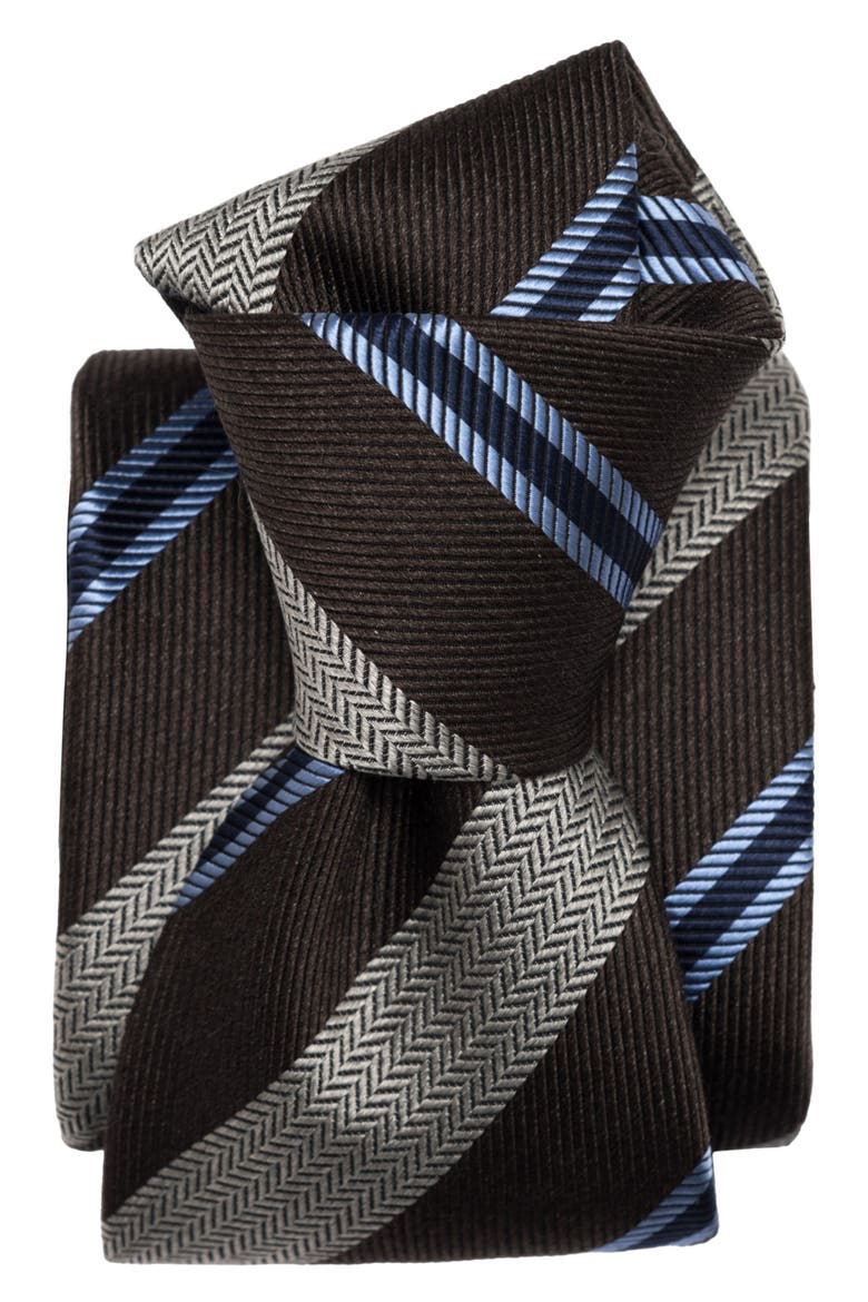Flaminia - Extra Long Silk Jacquard Tie for Men, Alternate, color, Brown