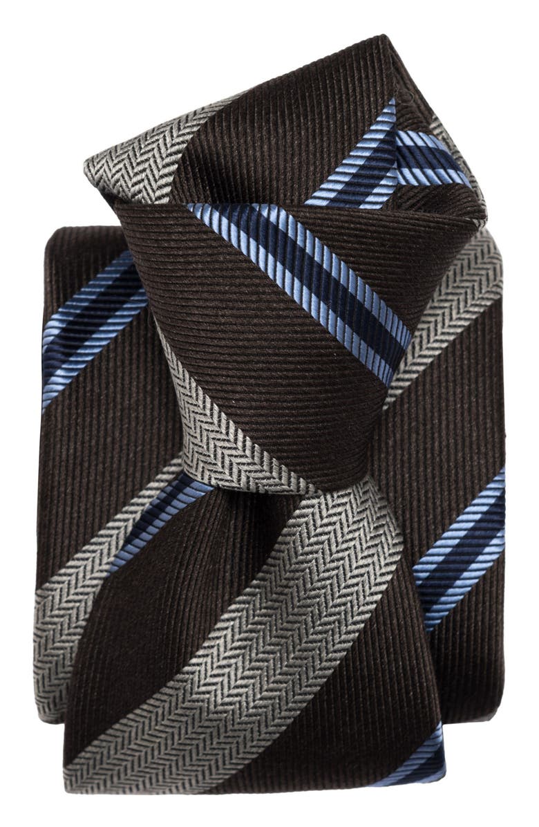 Elizabetta Flaminia - Extra Long Silk Jacquard Tie for Men, Alternate, color, Brown