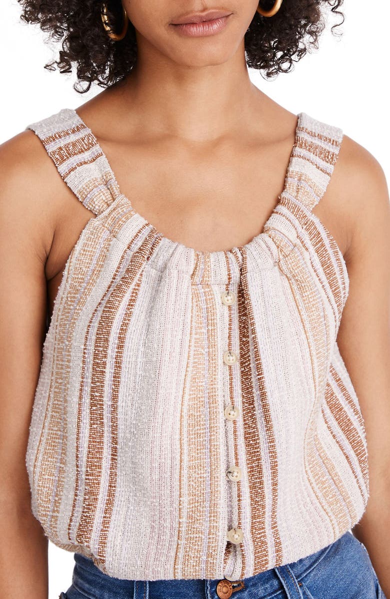 Madewell Texture & Thread Cates Stripe Button-Front Swing Tank, Alternate, color,
