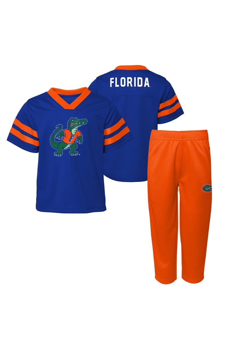 Outerstuff Toddler Royal Florida Gators Two-Piece Red Zone Jersey & Pants Set, Main, color, Royal