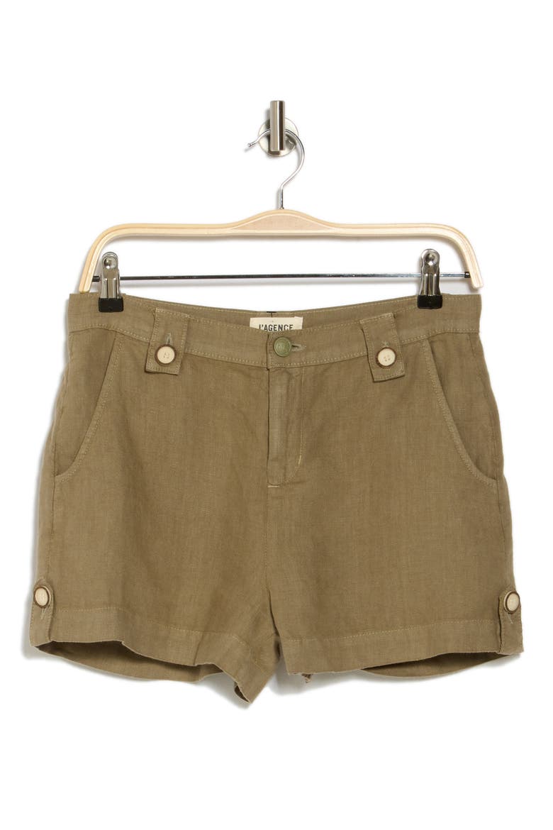 Leo Safari Linen Shorts, Alternate, color, COVERT GREEN