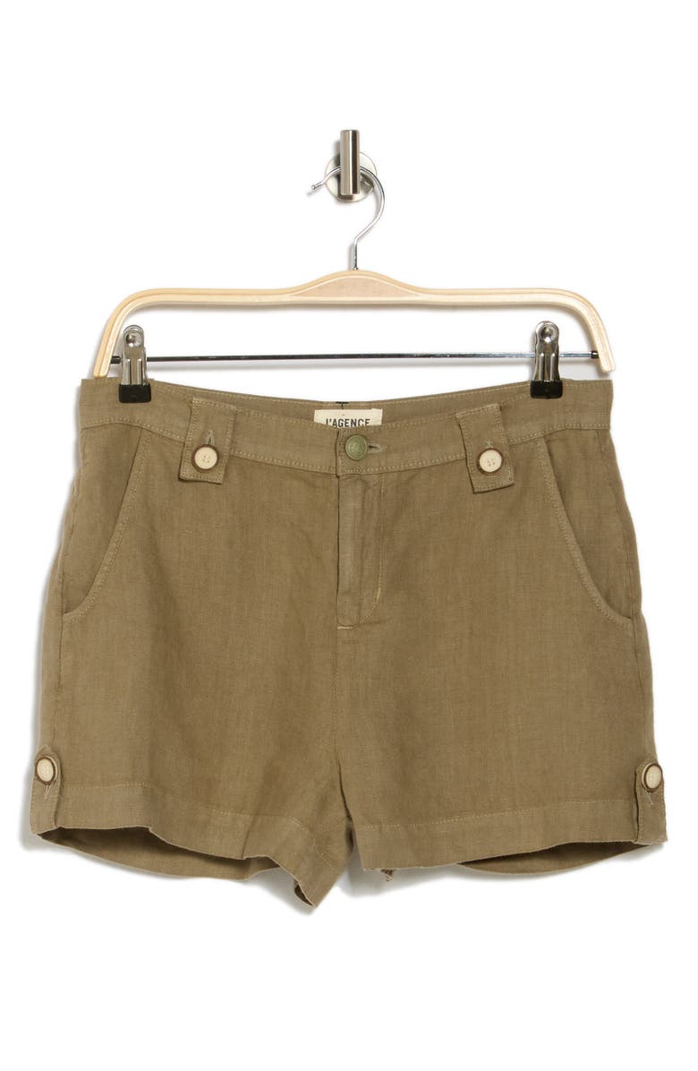 L'AGENCE Leo Safari Linen Shorts, Alternate, color, Covert Green