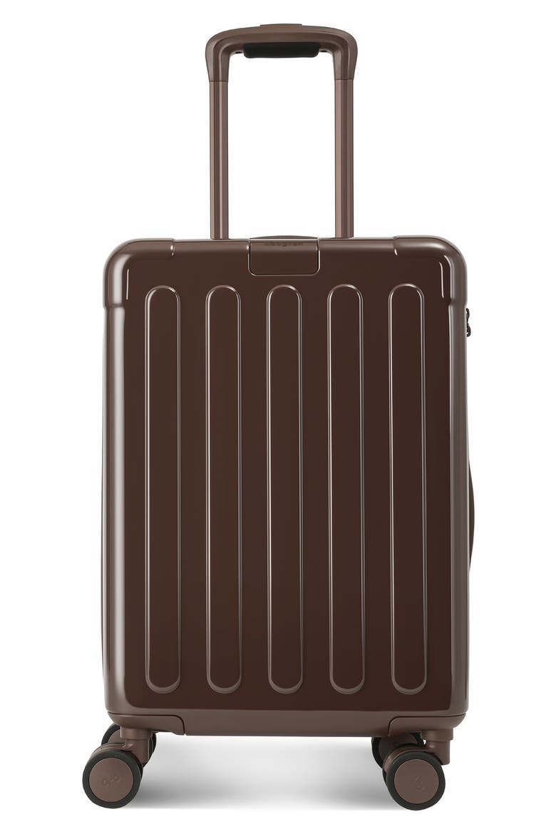 Nostos Glossy Spinner Carry-On, Main, color, ESPRESSO