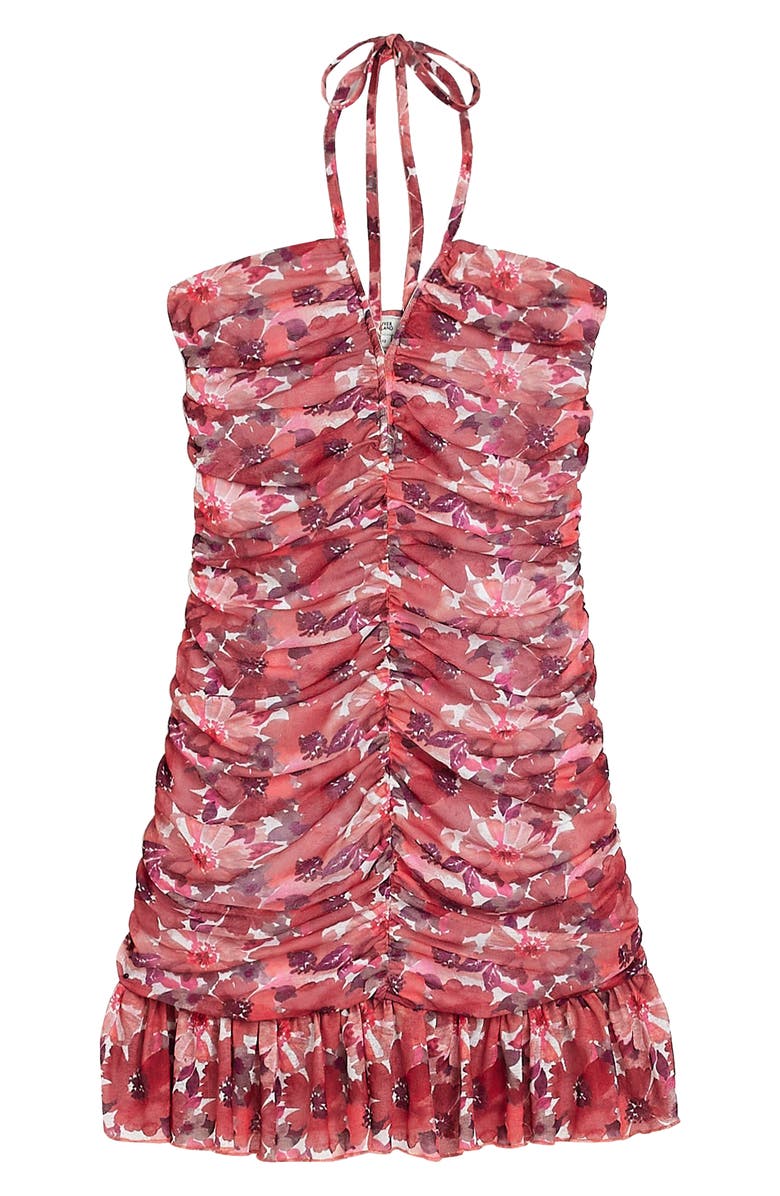 River Island Ruched Floral Halter Minidress, Alternate, color, 