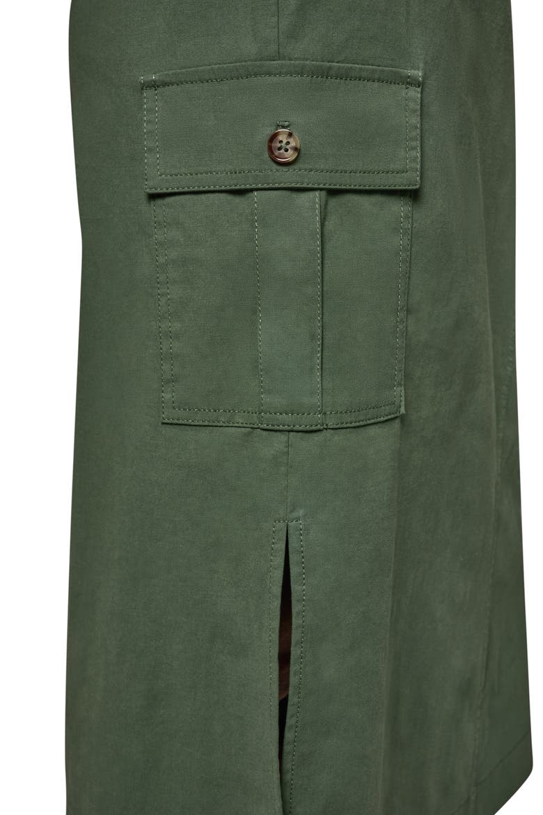 Tie Waist Cargo Midi Skirt, Alternate, color, VERDE