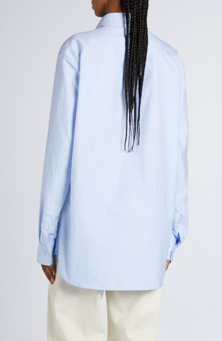 Moncler Cotton Button-Down Shirt, Alternate, color, Light Blue