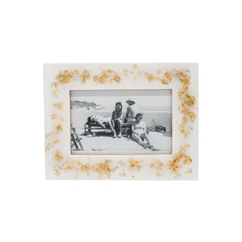 4x6 Gold Flake Resin Photo Picture Mango Wood Frame w/ Glass Pane