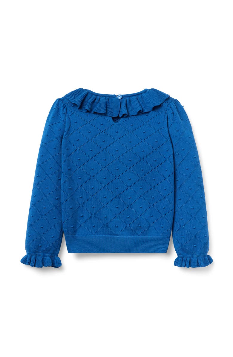 Janie and Jack Textured Ruffle Collar Sweater, Alternate, color, Blue