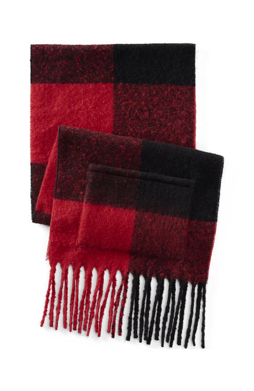 Lands' End Brushed Blanket Scarf In Red