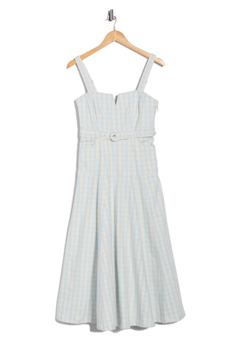 Tina Gingham Belted Denim Sundress, Alternate, color, MORNING SKY/ LIGHT PLASTER