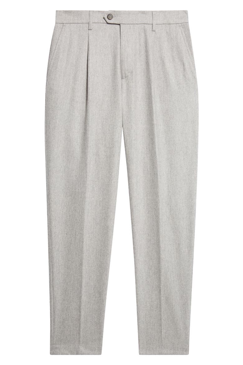 Relaxed Fit Pleated Wool & Cashmere Trousers, Main, color, 13 LT MELANGE GRAY