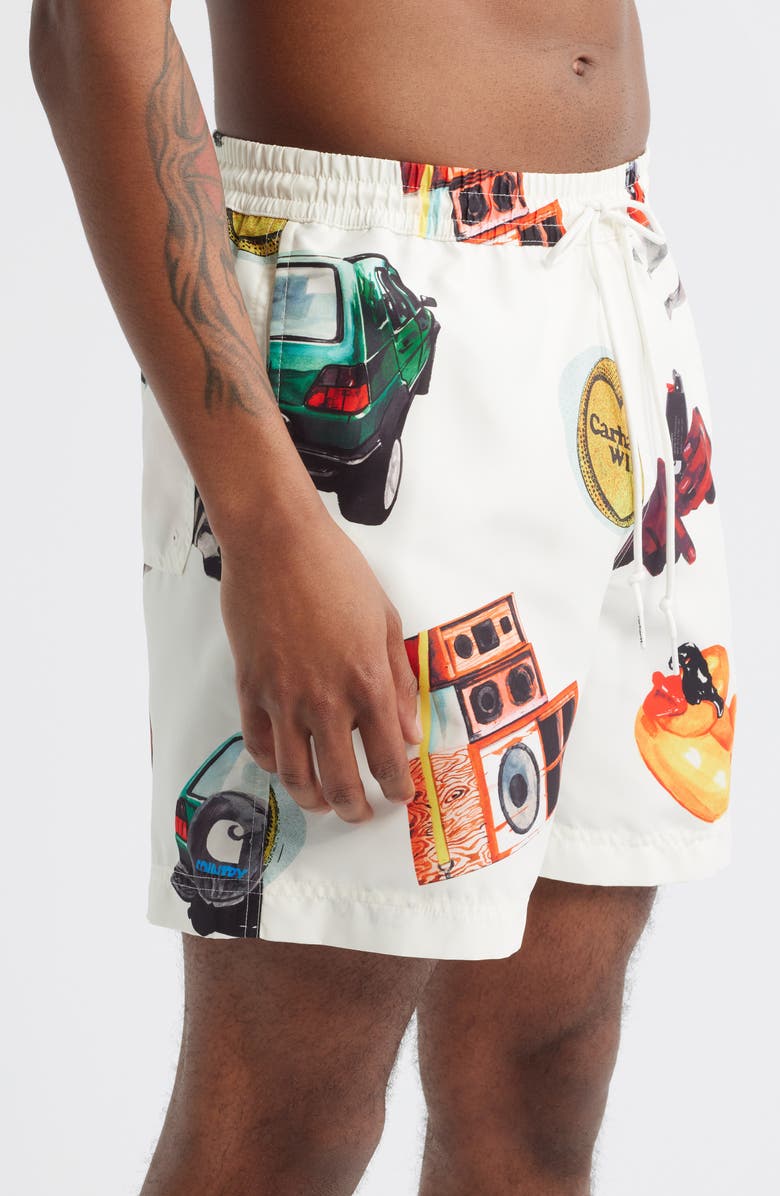 Carhartt Work In Progress Slater Swim Trunks, Alternate, color, Jacob Rochester Print Wax