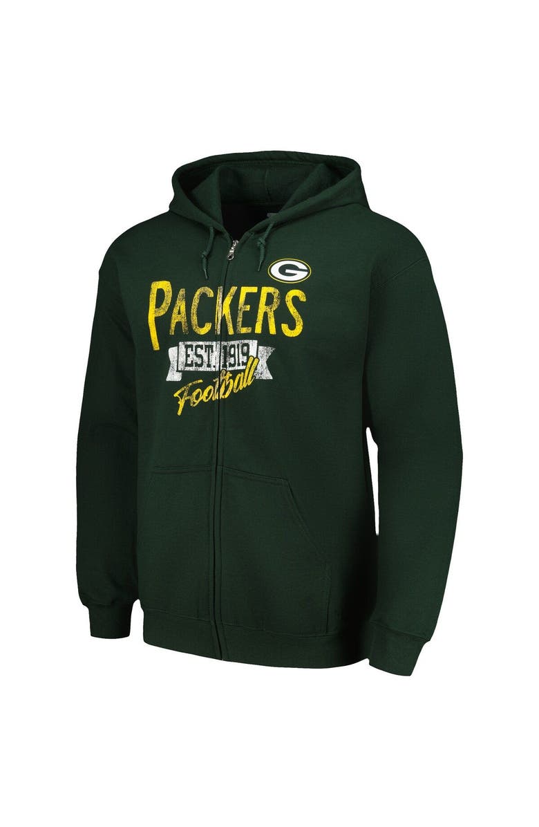 STARTER Men's Starter Green Green Bay Packers Domestic Post Season Full-Zip Hoodie, Alternate, color, 