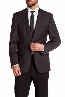 Calvin Klein Solid Gray Wool Suit Suit Separate Jacket