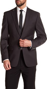 Calvin Klein Solid Gray Wool Suit Suit Separate Jacket