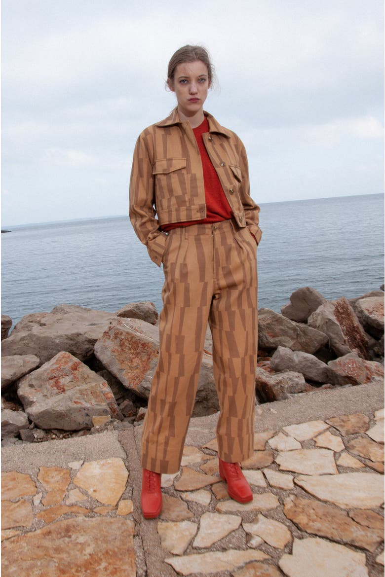 Simplus Cropped Cotton Twill Jacket, Alternate, color, Accenda Clay