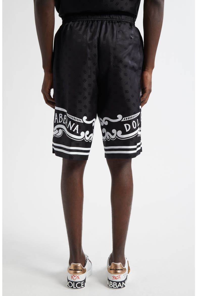 Logo Jacquard Bandana Print Silk Shorts, Alternate, color, N0000 NERO