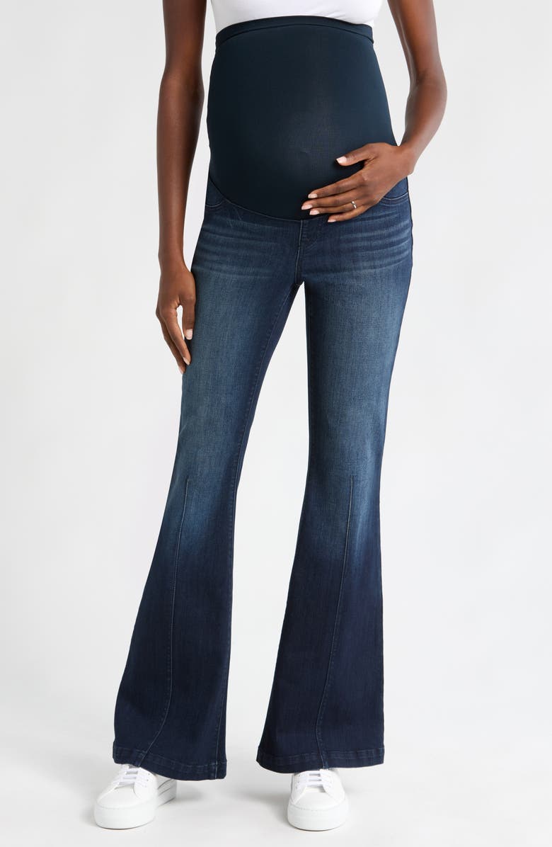 1822 Denim Over the Bump Darted Flare Maternity Jeans, Main, color,