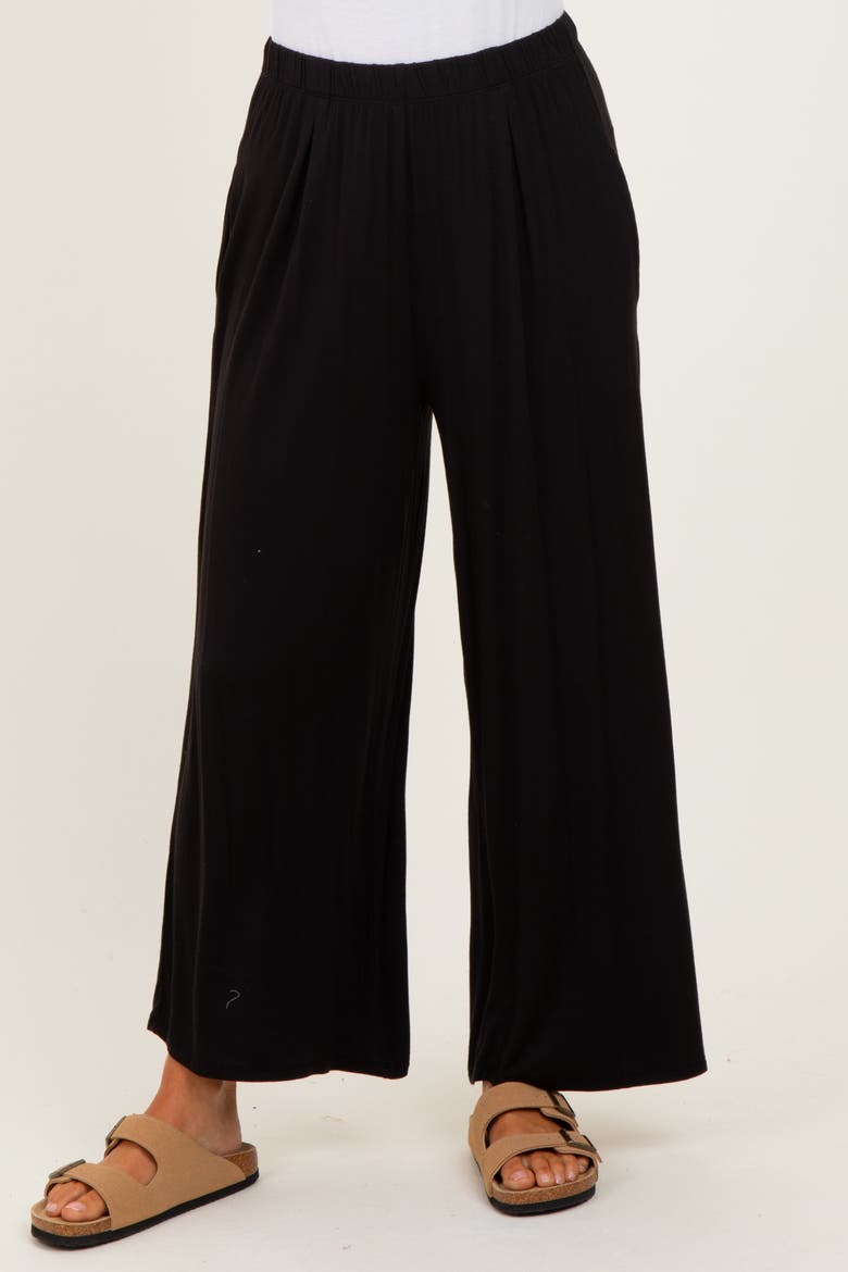 Wide Leg Ankle Lounge Pants, Alternate, color, Black