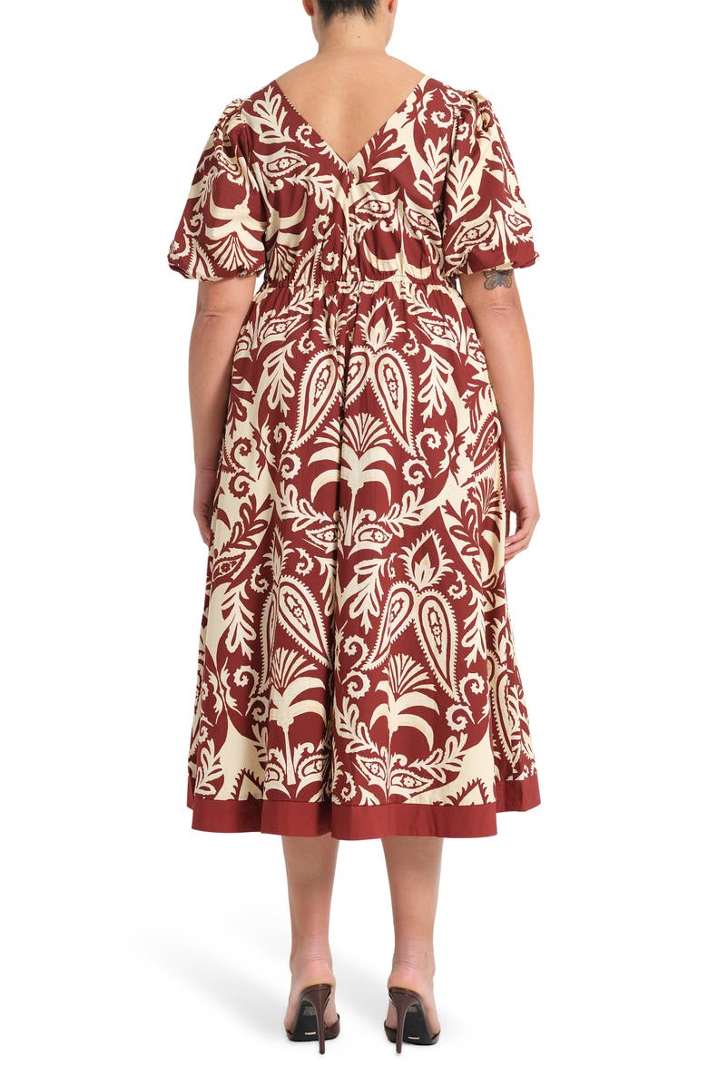 Estelle Aurela Paisley Keyhole Fit & Flare Cotton Midi Dress, Alternate, color, 