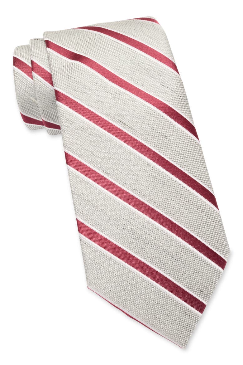 Bryson Stripe Print Tie, Main, color, ROSE