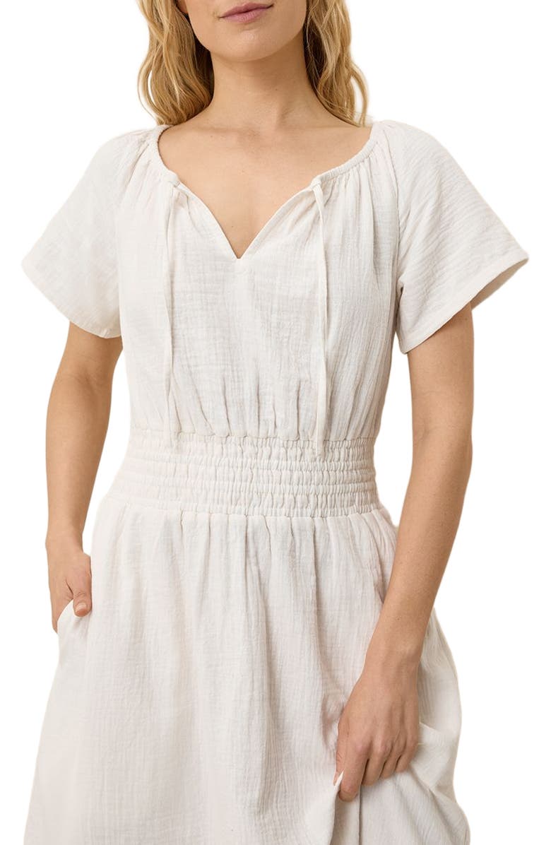 Pact Organic Cotton Coastal Double Gauze Boho Midi Dress, Alternate, color, Sea Salt