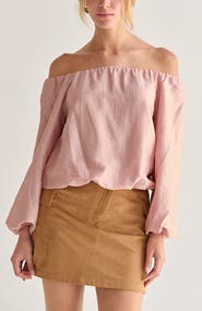 CRESCENT Off Shoulder Crinkle Blouse